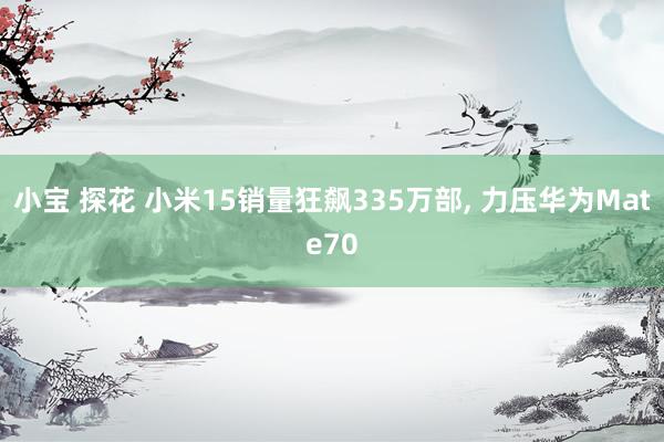 小宝 探花 小米15销量狂飙335万部， 力压华为Mate70