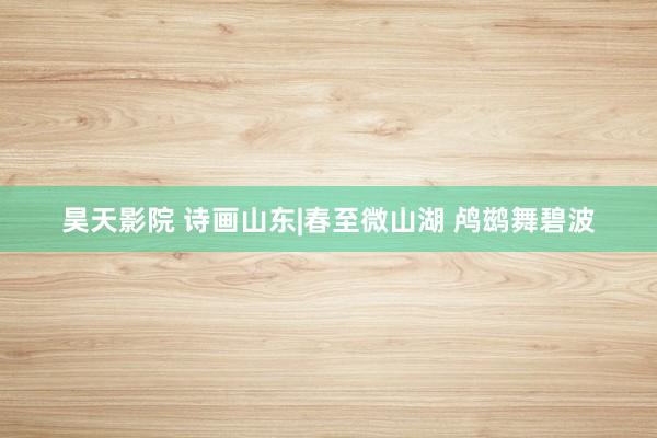 昊天影院 诗画山东|春至微山湖 鸬鹚舞碧波